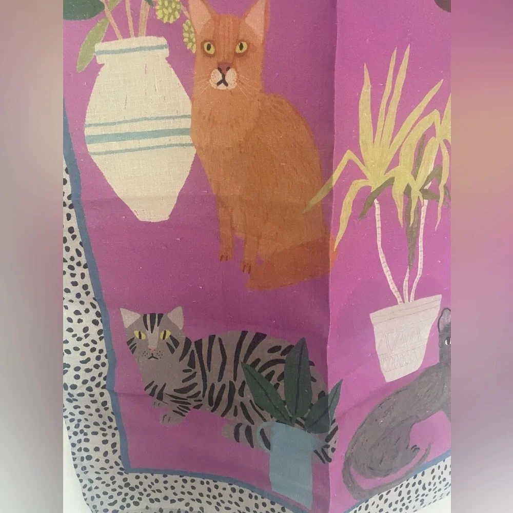 Avenida Home Cat Linen Kitchen Towel New Anne Bentley